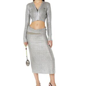 Diesel M-Adhuette Wool Skirt with Foil Print